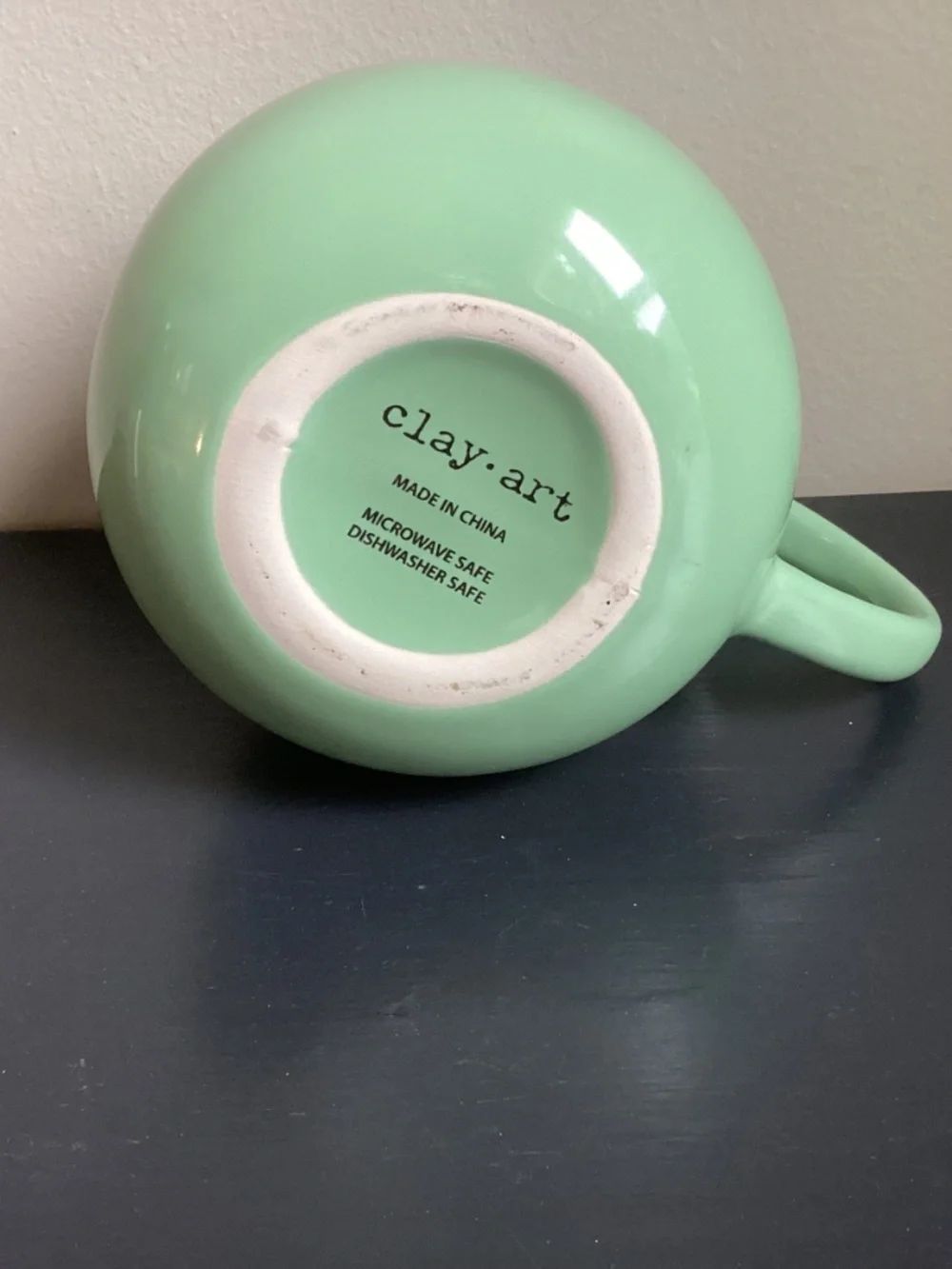 Clay Art “BEARLY AWAKE” 16oz Coffee Mug Green with Black Bear